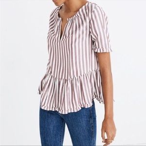 Madewell Stanza Ruffle-Hem Top in Stripe